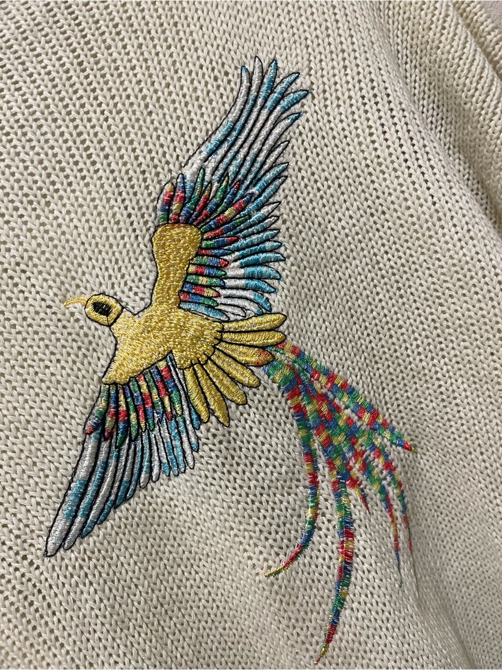 Cream Embroidered Bird Button-Front Cardigan - Picture 2 of 11